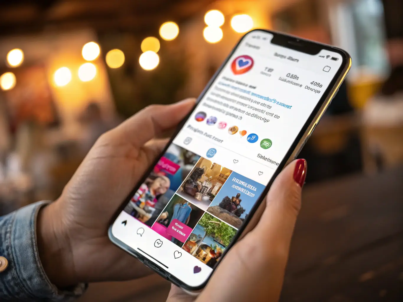 A smartphone screen displaying a vibrant social media feed with engaging content.